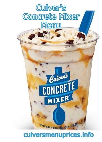 Both the Concrete Mixer and shake are available at every Culver&39;s location, from now until Feb. . Culvers concrete mixer menu
